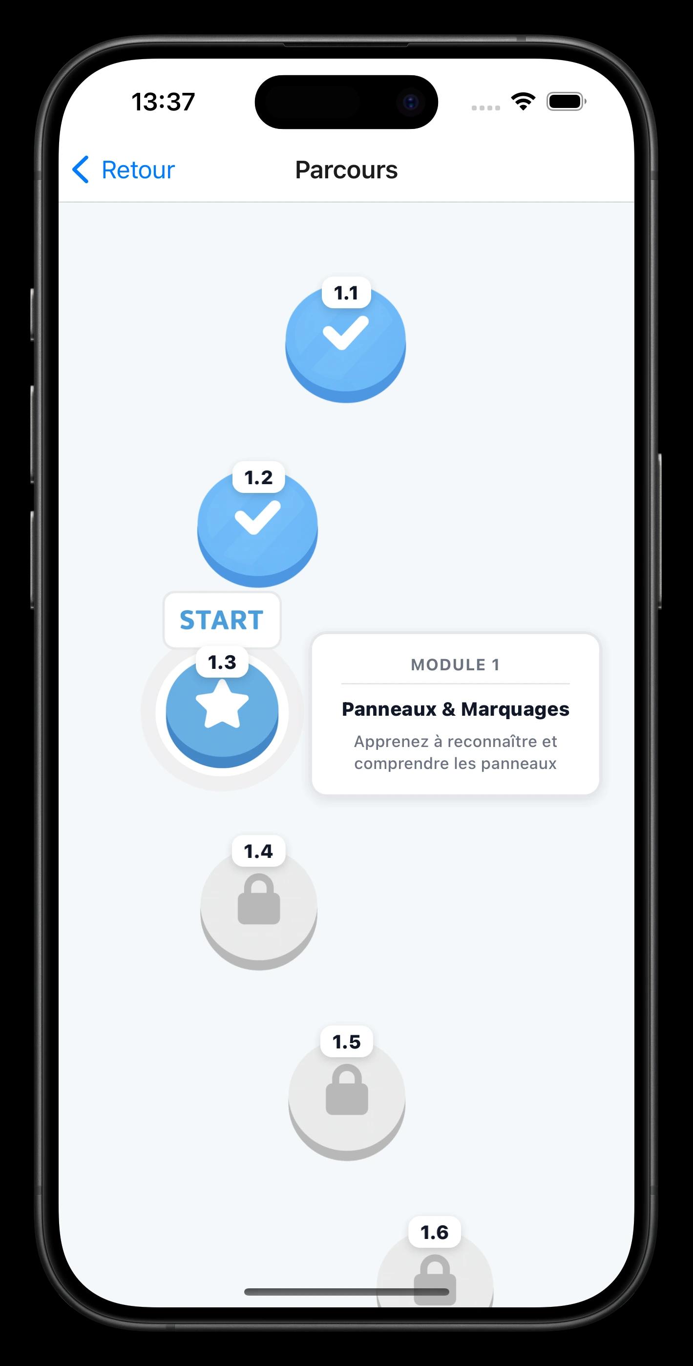 Guided learning path interface